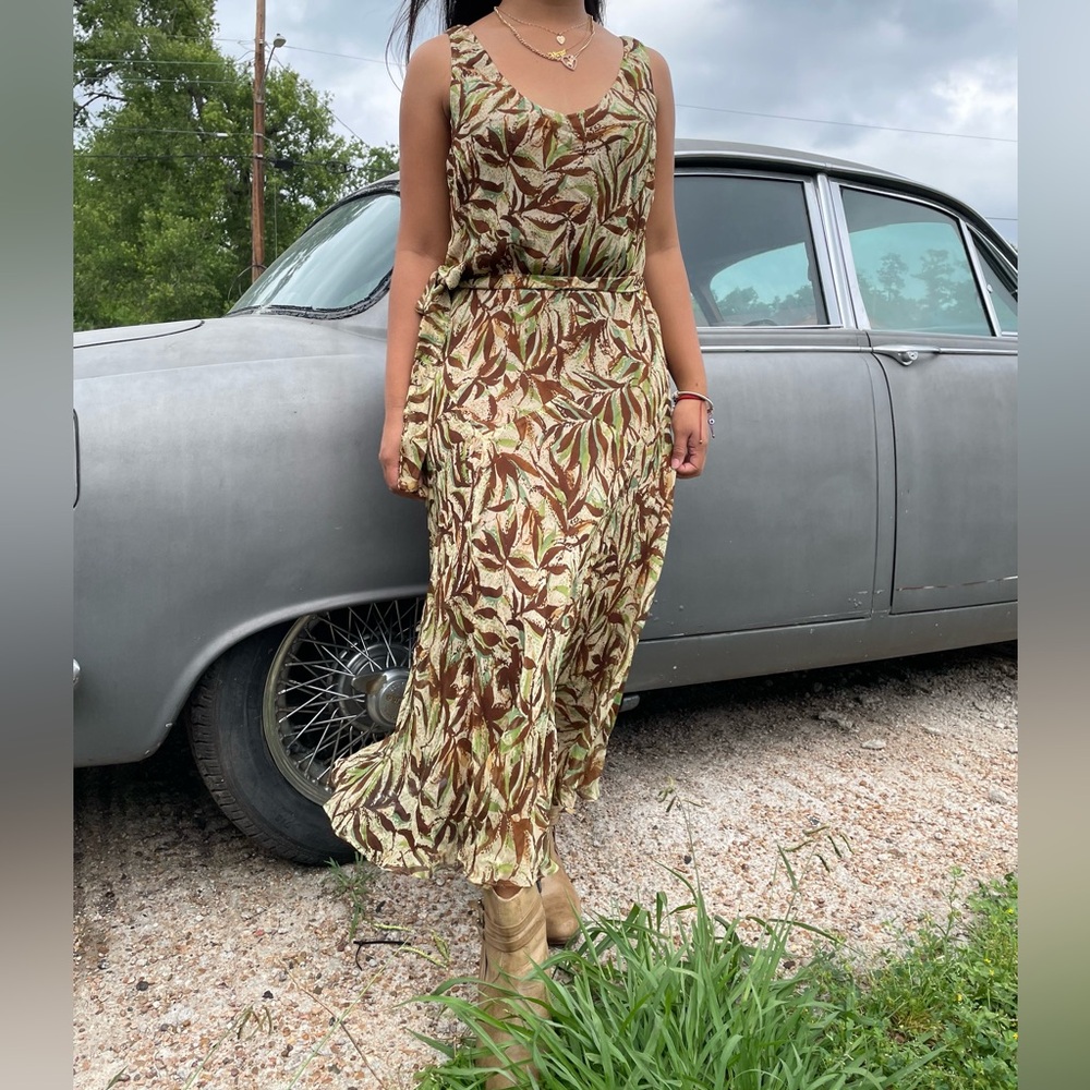 🔥Vintage 100% Silk Jones New York Tropical Island Cottagecore Boho Dress Size 14